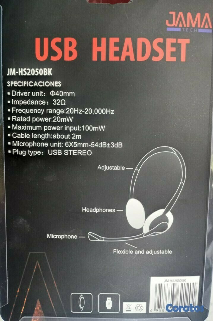 computadoras y laptops - Audifonos usb JAMA  Alámbricos USB Con Micrófono Y Control De Volumen  3