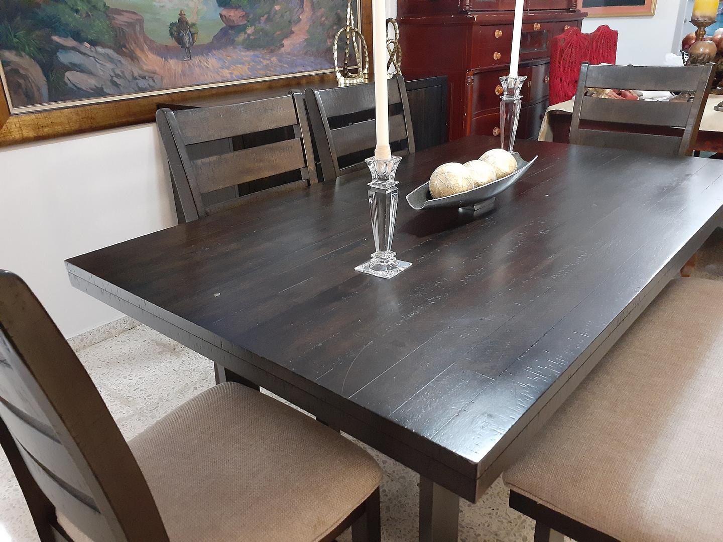 muebles y colchones - Hermoso juego de comedor moderno de 6 asientos en madera y Hierro. 3