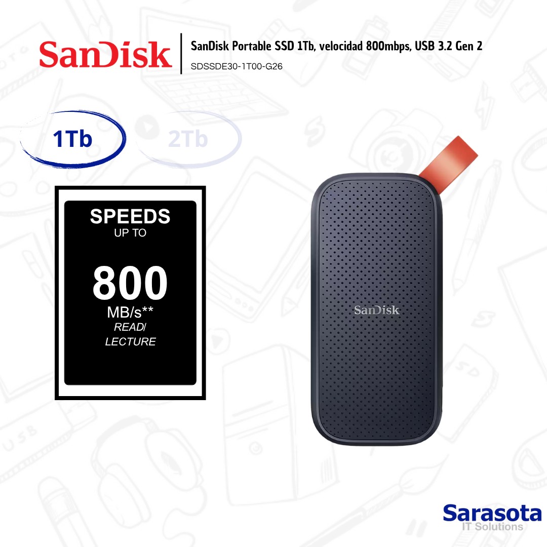 accesorios para electronica - SanDisk Portable SSD 1Tb, 800mbps USB 3.2 2