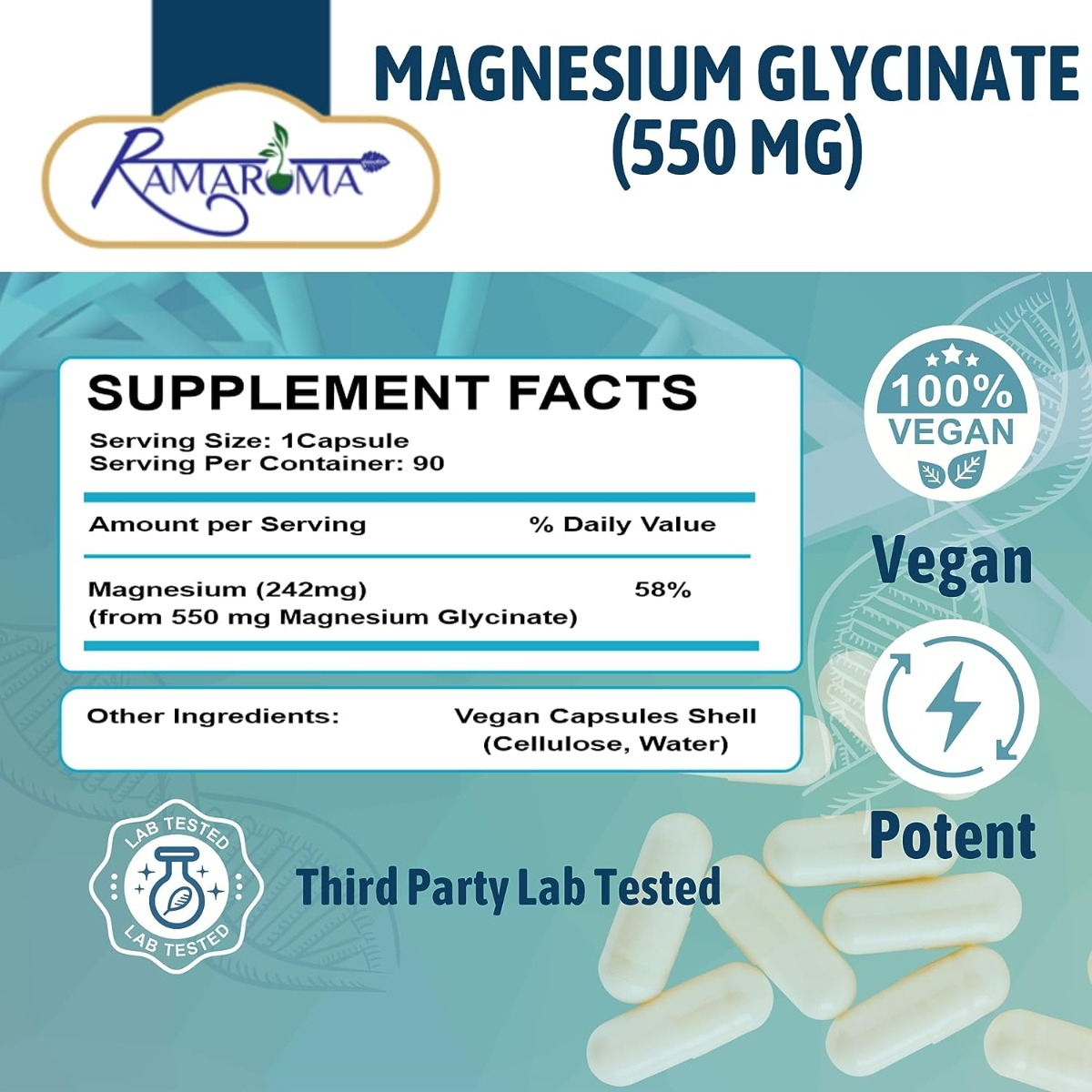 Salud y Equipamiento Médico - Glicinato De Magnesio 180 Caps 1
