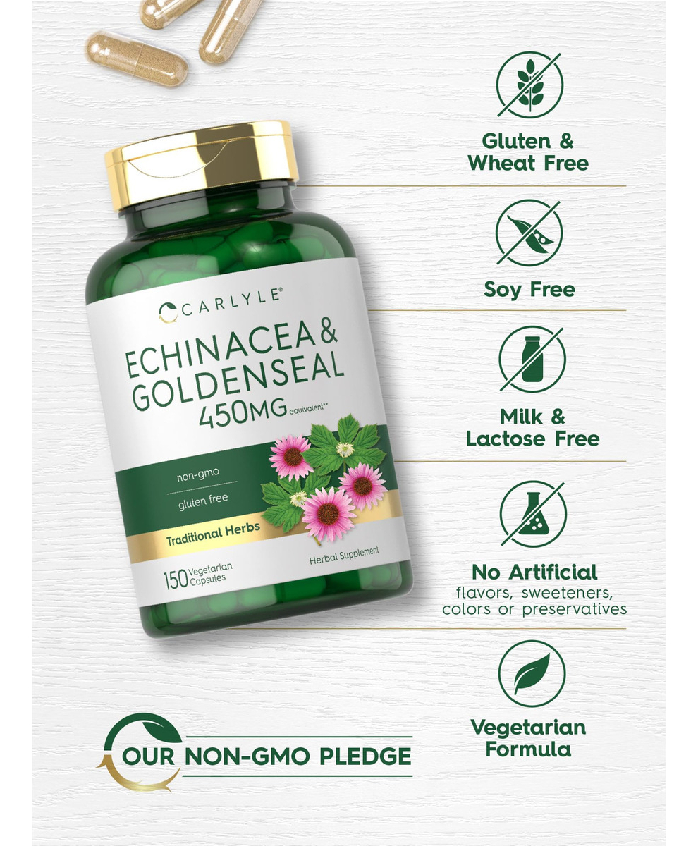 Salud y Equipamiento Médico - Echinacea Capsulas De Sello De Oro 450mg -carlyle 4