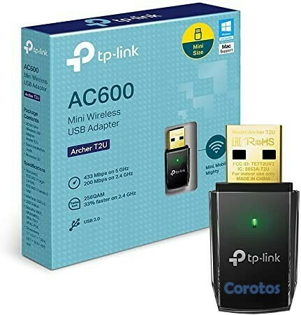 computadoras y laptops - ADAPTADOR DE RED USB WIFI TP-LINK AC600 ARCHER T2U, 2.4GHZ/150MBPS, 5.0GHZ/433MB