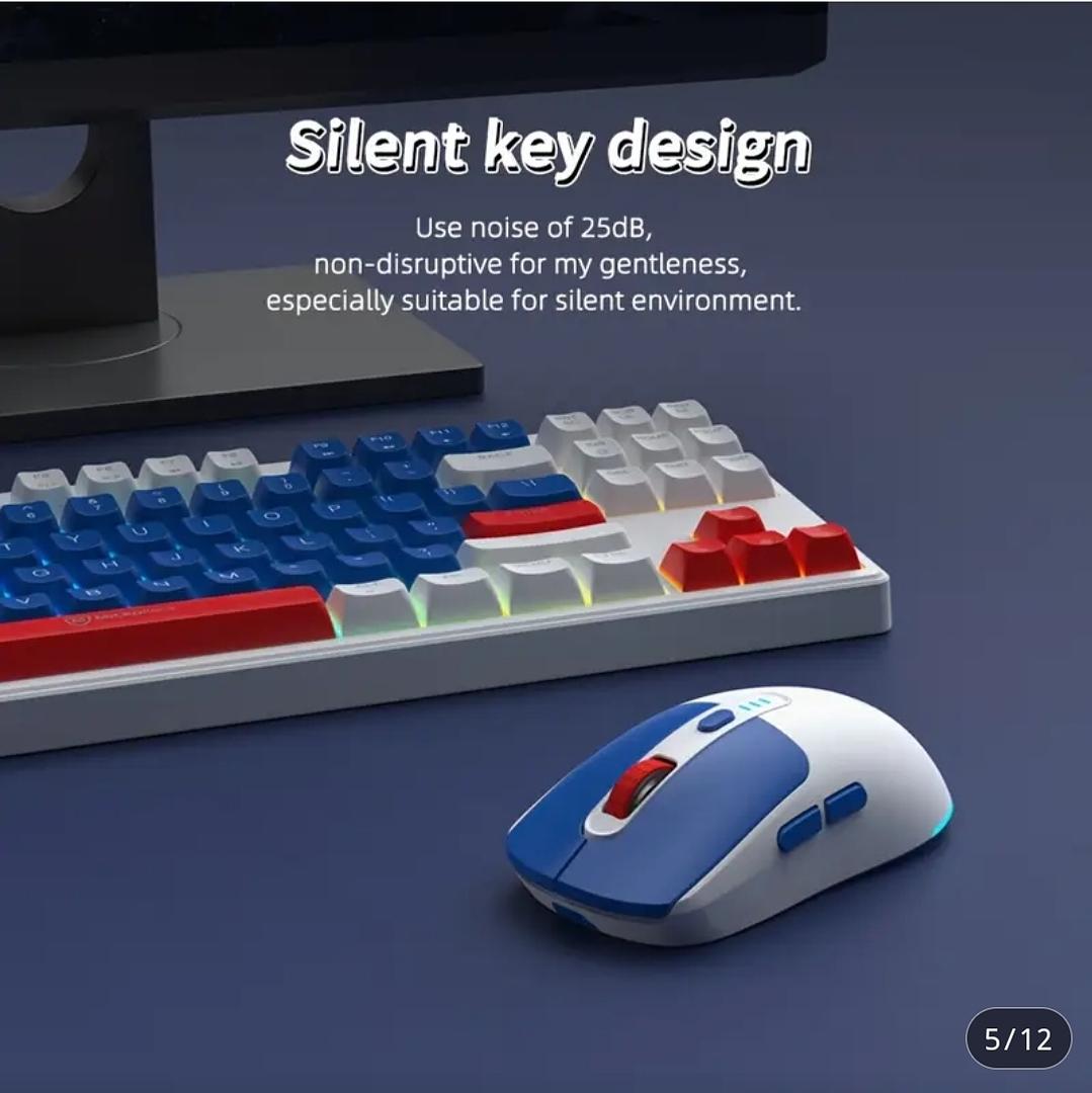 computadoras y laptops - Teclado y mouse inalámbricos recargables 2.4G con iluminación de fondo RGB 4
