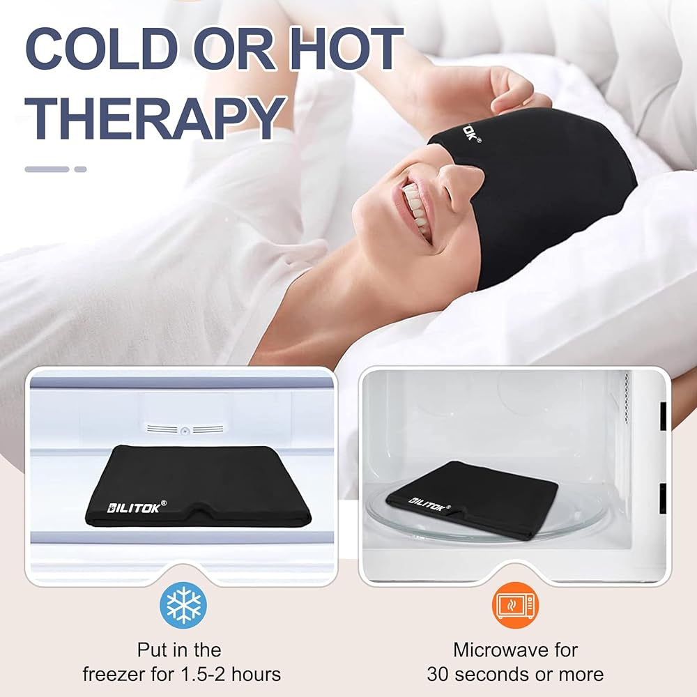 Salud y Equipamiento Médico - Exquislife Migraine Headache Relief Cap, Gel Ice Head Wrap, 3