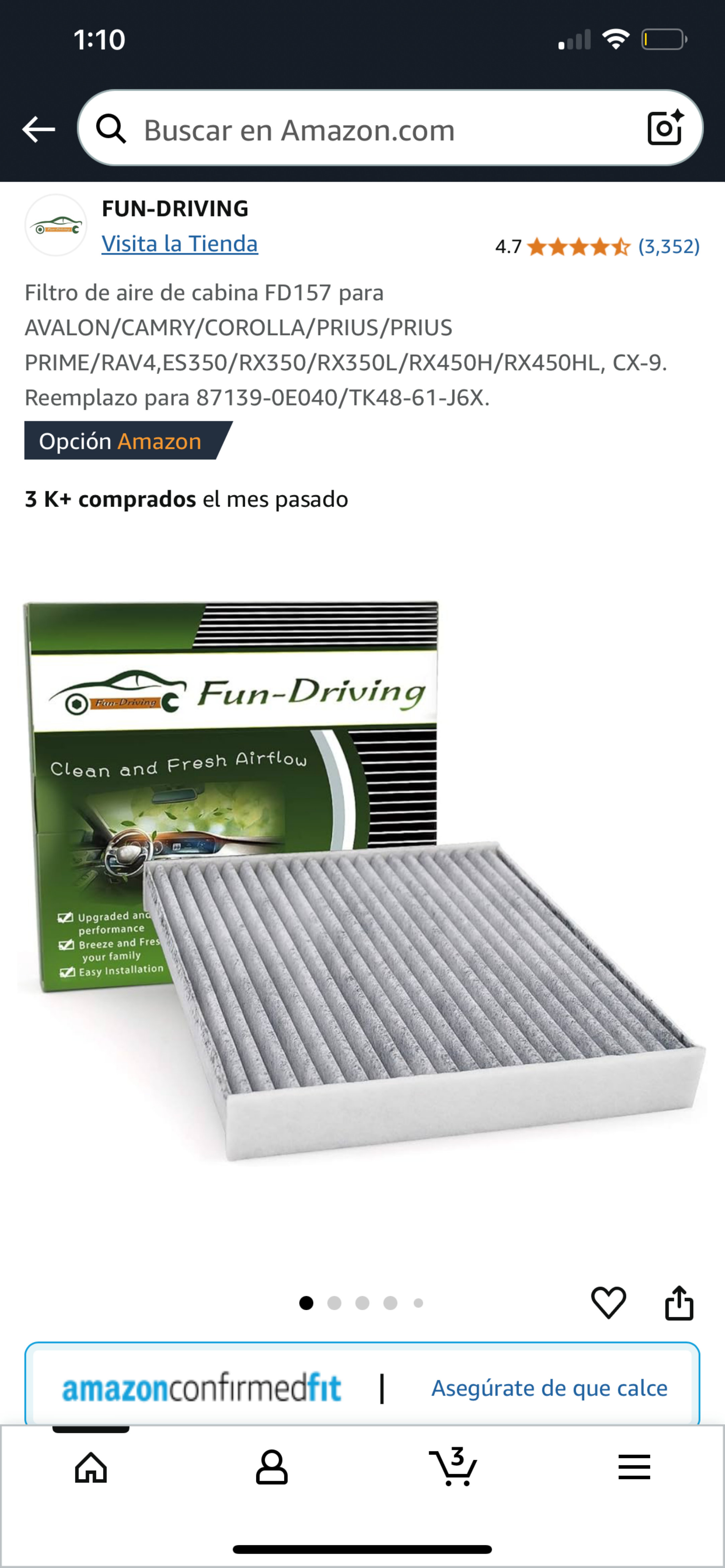 accesorios para vehiculos - filtro de aire de vehículos paquete de 3 unidades 