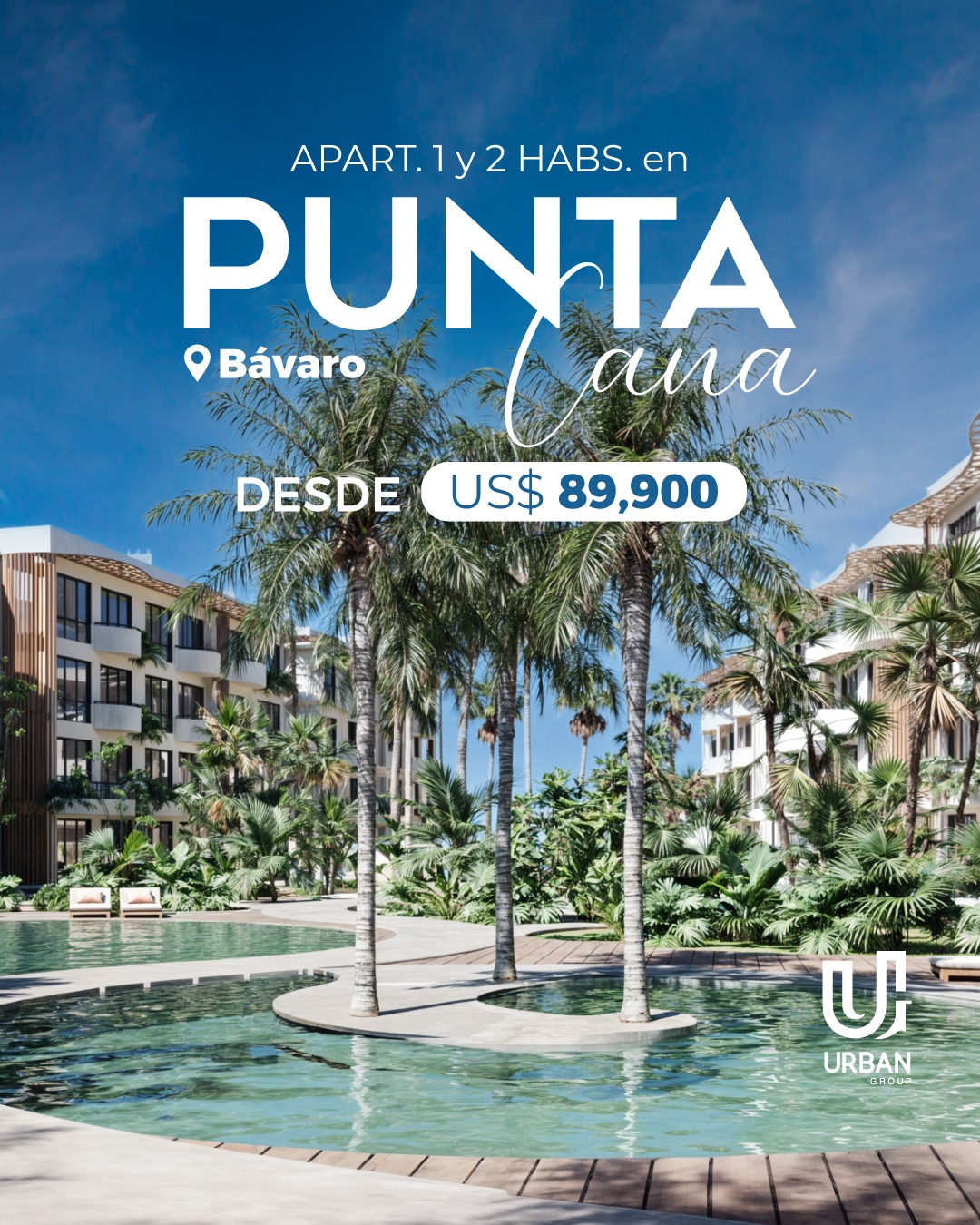 casas vacacionales y villas - APARTAMENTOS DE 1 Y 2 HABITACIONES EN PUNTA CANA. 2