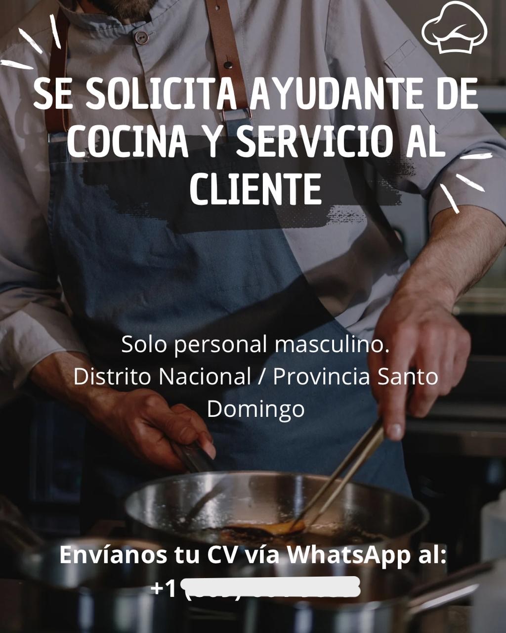 empleos disponibles - Busco Ayudante de Cocina y/o Servicio al Cliente  0