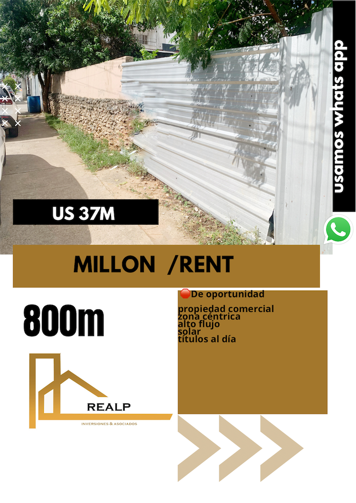 solares y terrenos - Solar comercial en el Millon 0