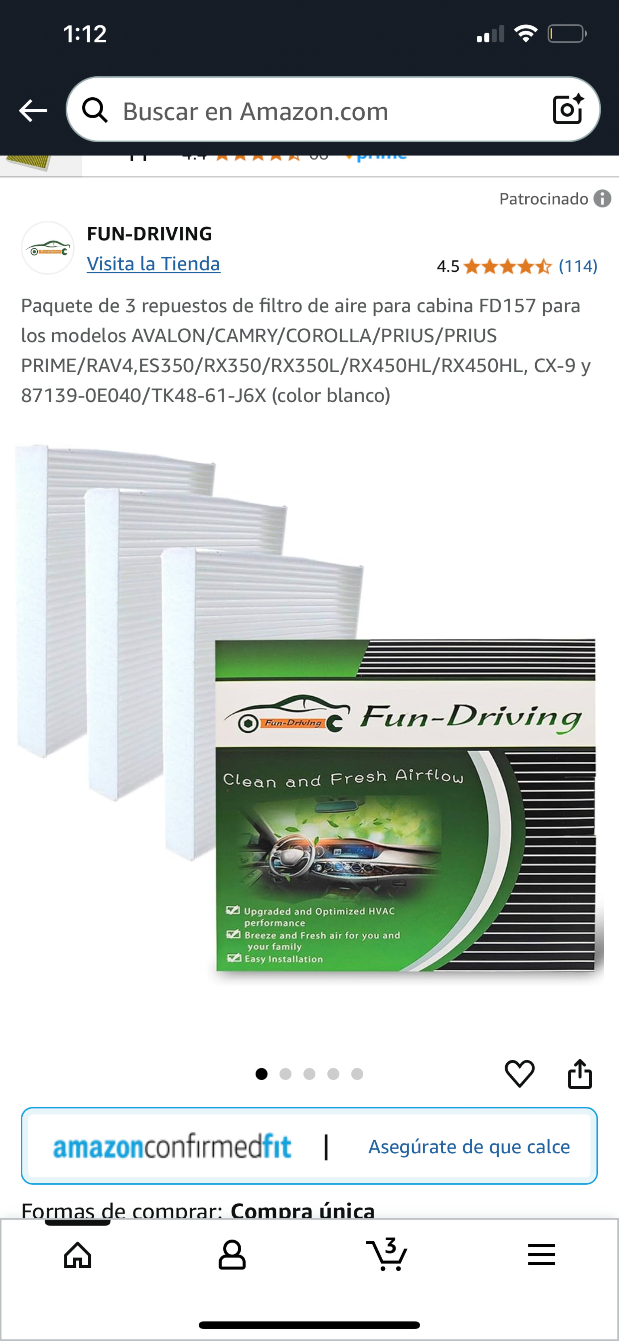 accesorios para vehiculos - filtro de aire de vehículos paquete de 3 unidades  1