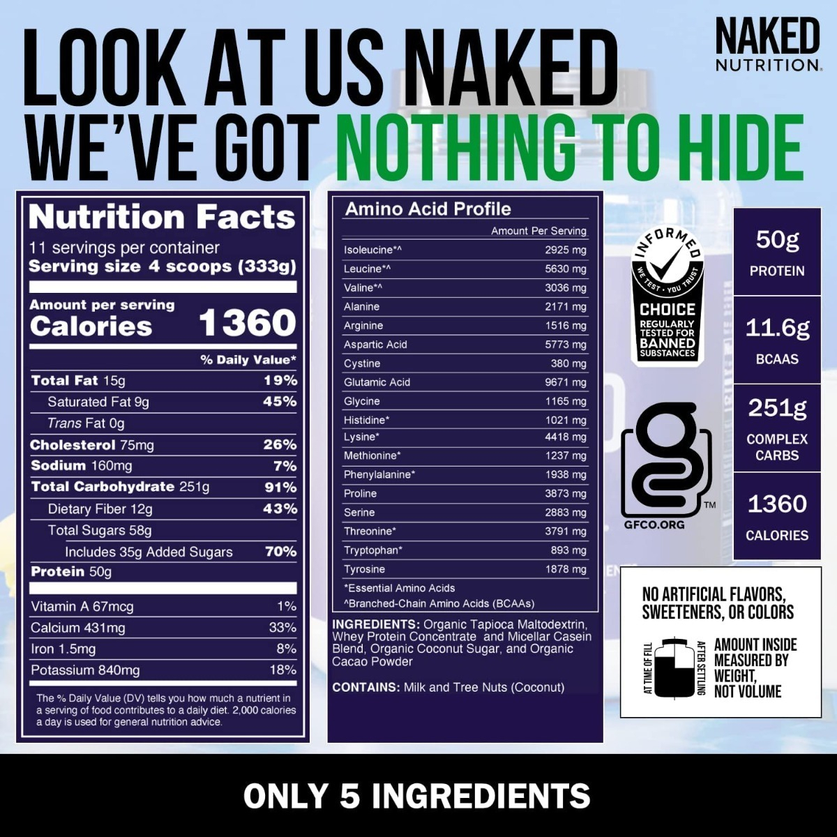 Salud y Equipamiento Médico - Proteina Gainer Naked Mass 8lb 1