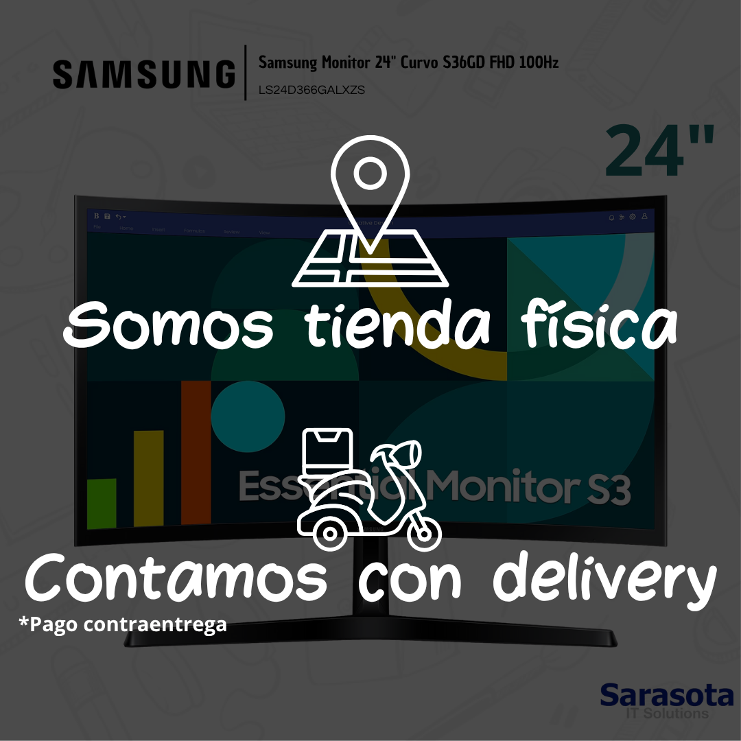 accesorios para electronica - Samsung Monitor 24" Curvo S36GD FHD 100Hz 4