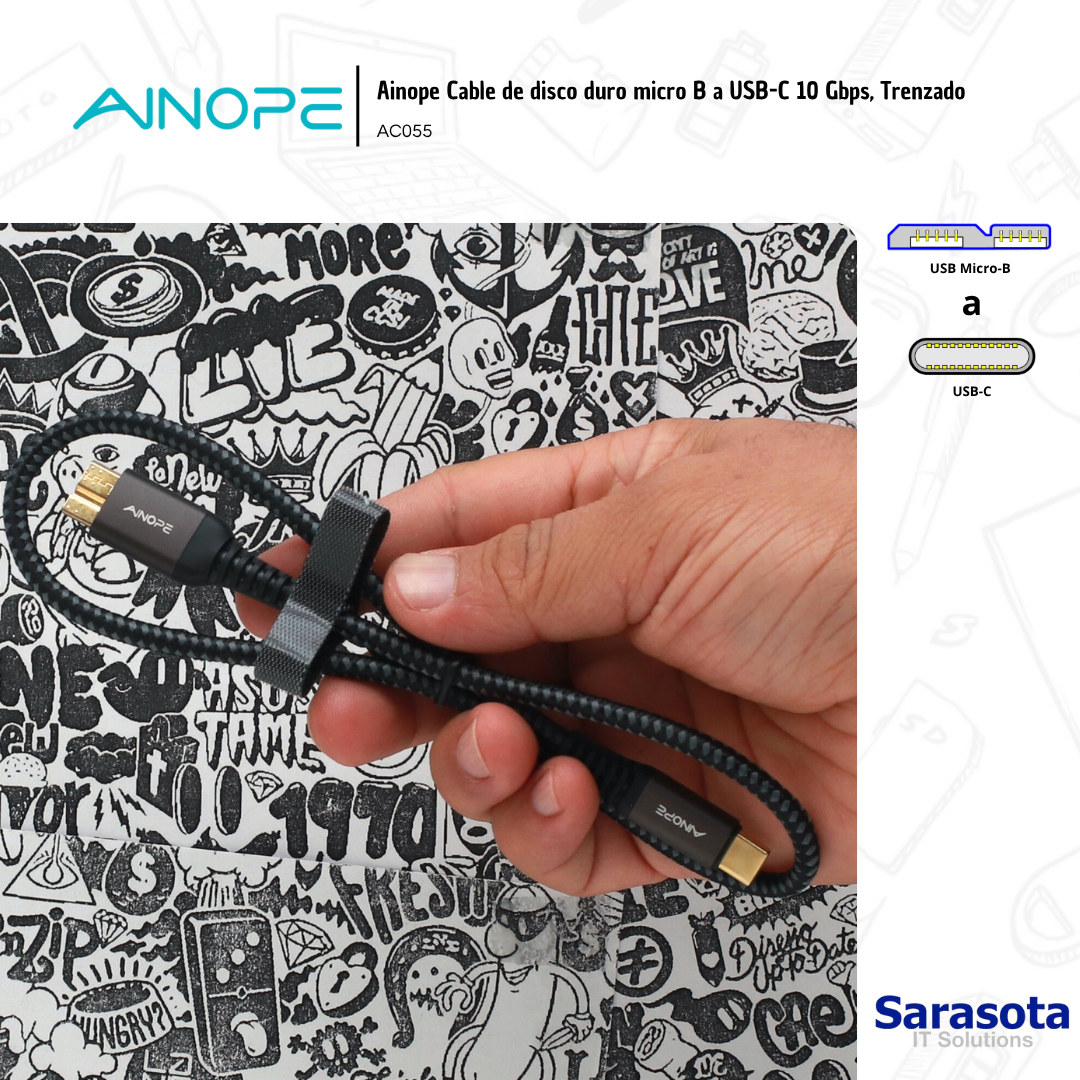 accesorios para electronica - Ainope Cable de disco duro micro B a USB-C 10 Gbps 0