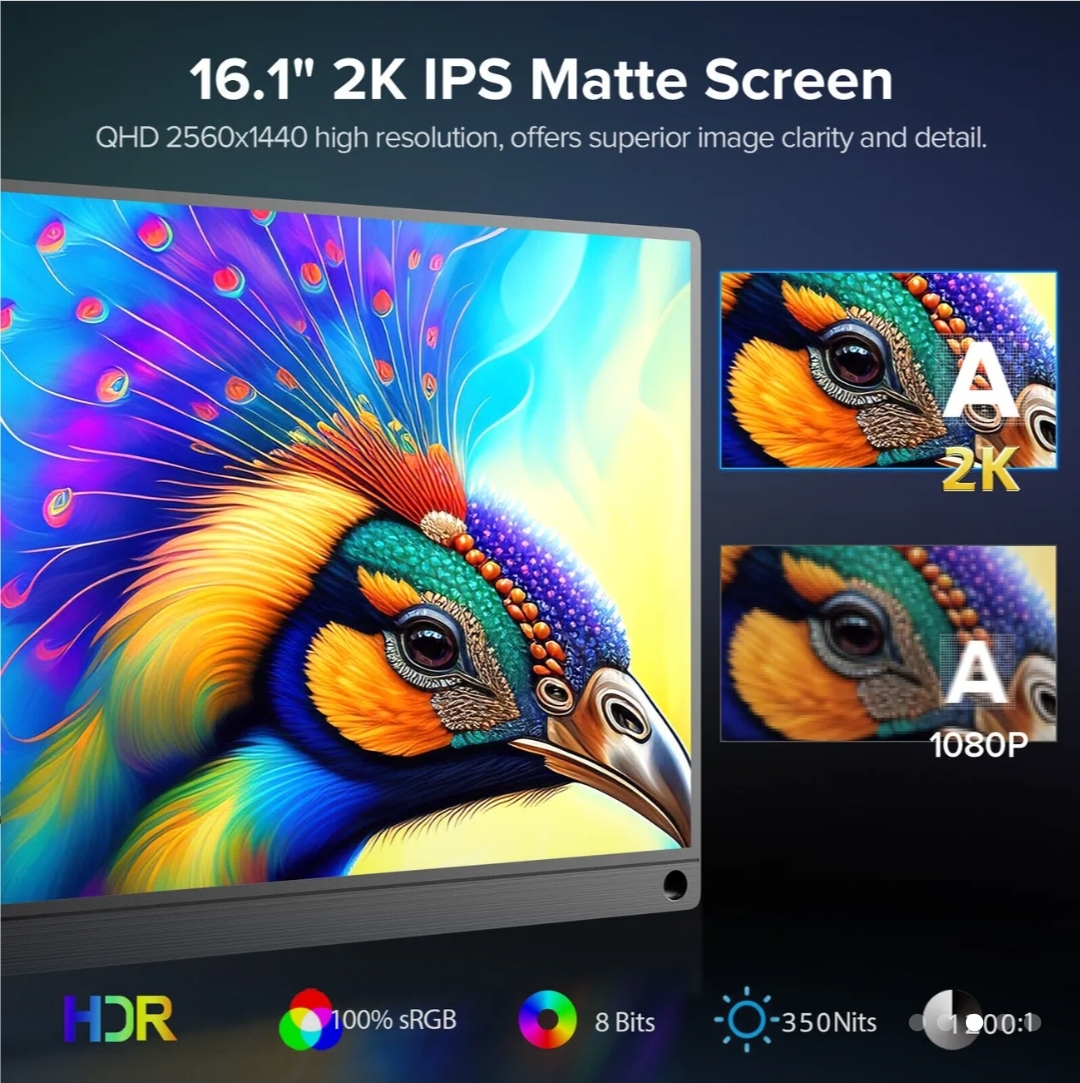 computadoras y laptops - UPERFECT 144Hz 2K Monitor Portátil 16" 2560*1600 QHD Freesync Pantalla 15