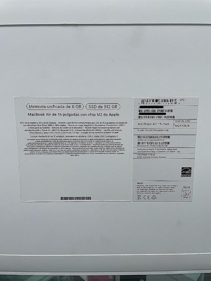 computadoras y laptops - MacBook air 2023 15” chip M2 512gb 8gb ram nueva open box 1