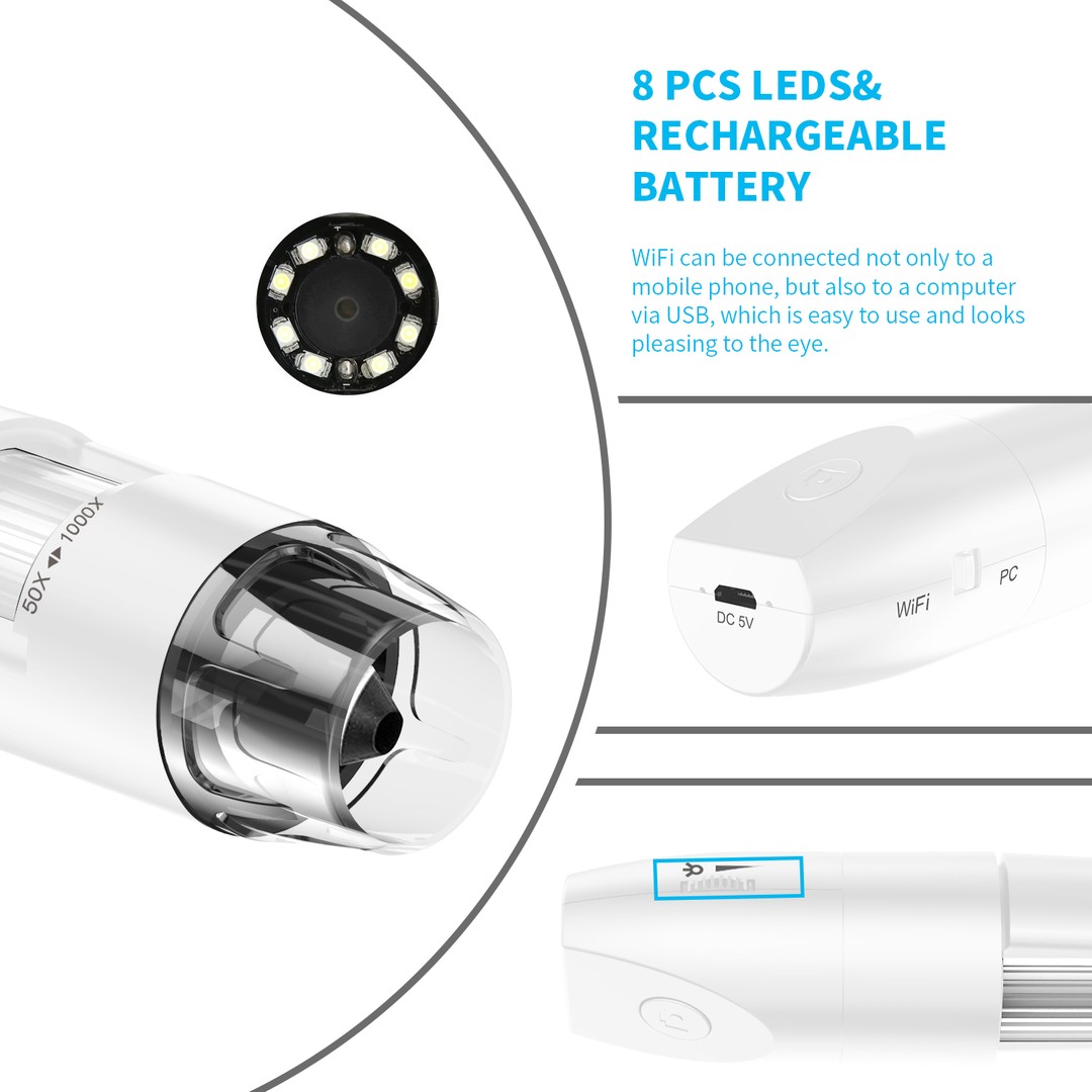 equipos profesionales - Microscopio Digital inalámbrico WiFi brazo Flexible USB para iPhone Android PC 7