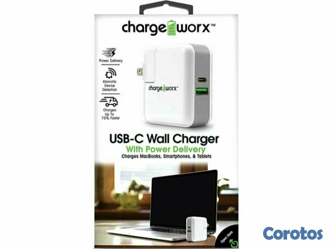 computadoras y laptops - CARGADOR TYPE C Y USB, CHARGE WORX, DE PARED TYPE C/PD POWER OUTPUT:5V3A 1