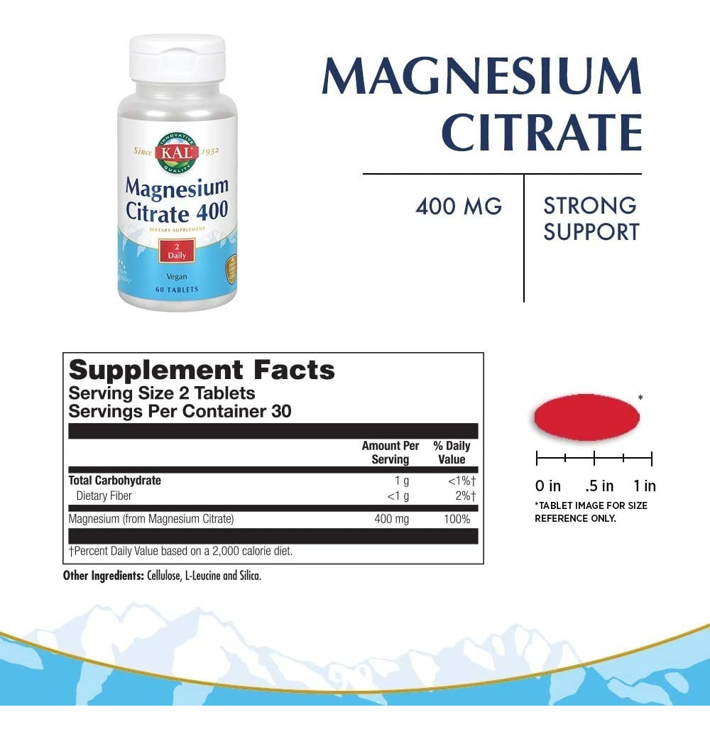 Salud y Equipamiento Médico - Citrato Magnesio 400mg 60 tabletas 1