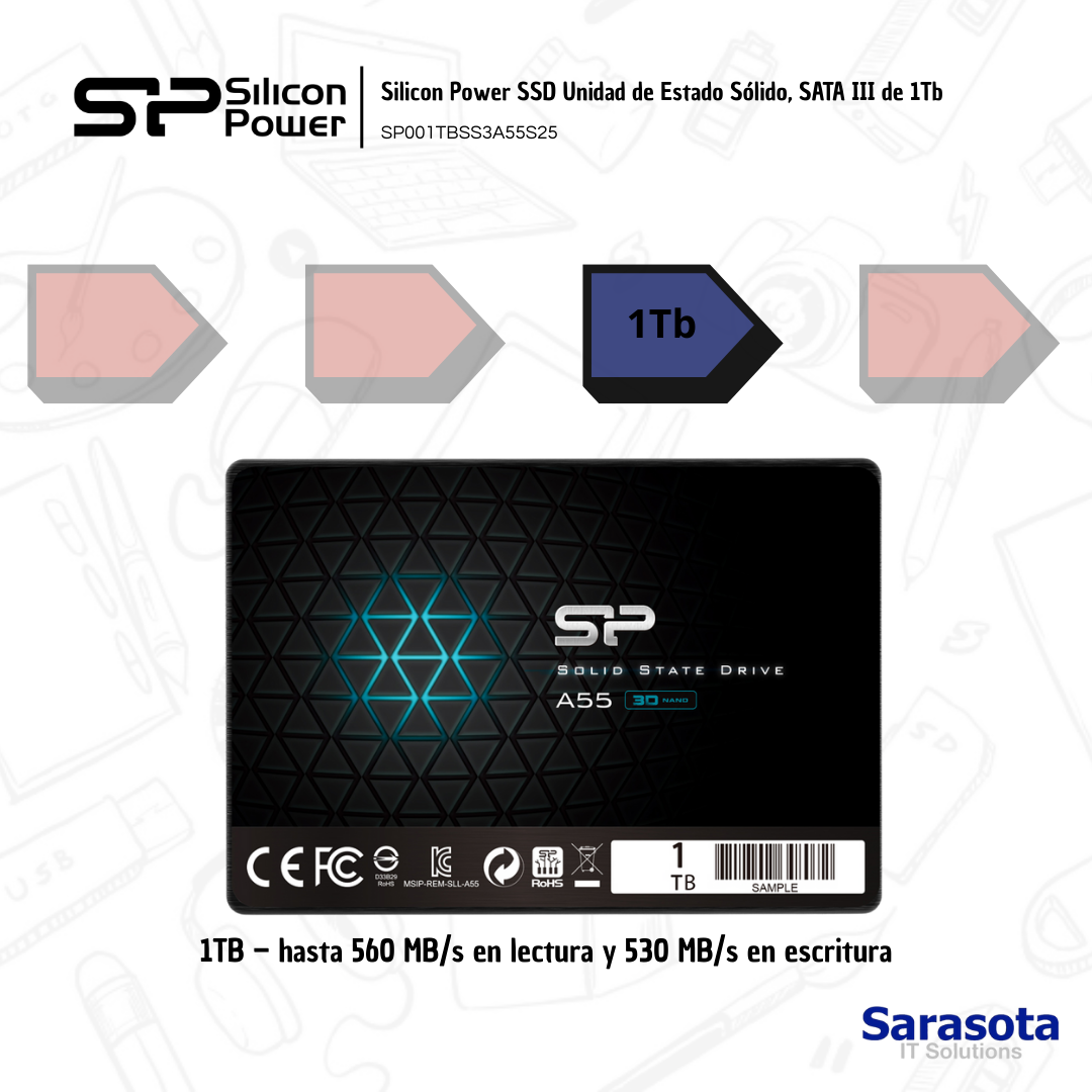 accesorios para electronica - SSD 1Tb Disco Estado Sólido marca Silicon Power 