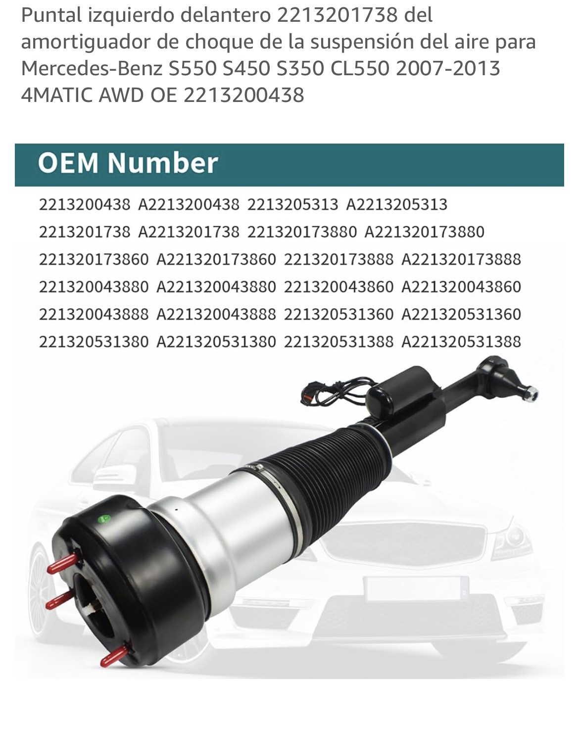 repuestos - Amortiguador frontal izquierdo Mercedes-benz w221 3
