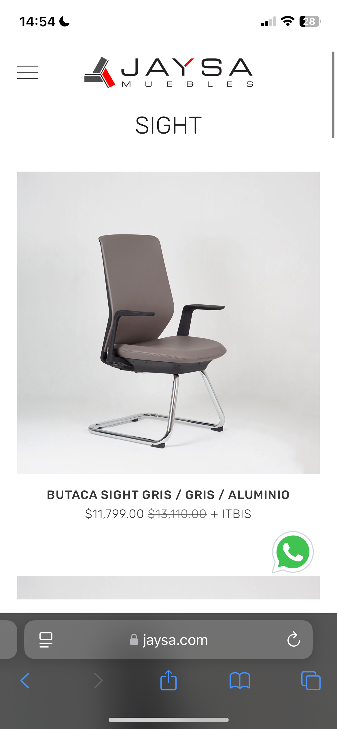 decoración y accesorios - BUTACA SIGHT GRIS / GRIS / ALUMINIO. JAYSA 3