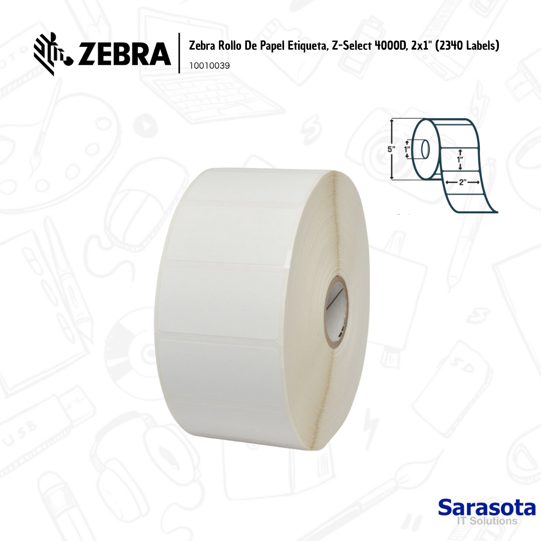 accesorios para electronica - Zebra Rollo De Papel Etiqueta, Z-Select 4000D, 2x1 0