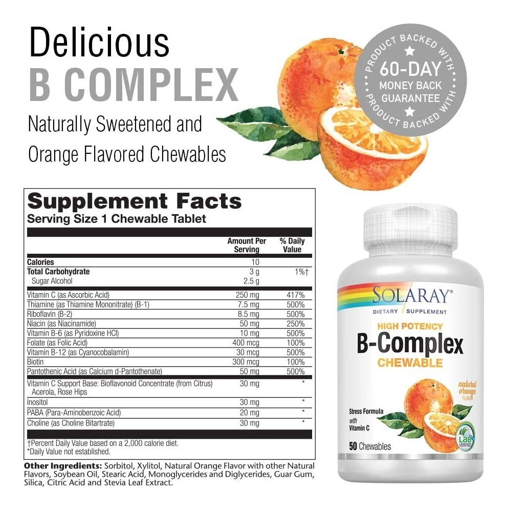 Salud y Equipamiento Médico - Complejo B 250mg 50 Tab Solaray 1