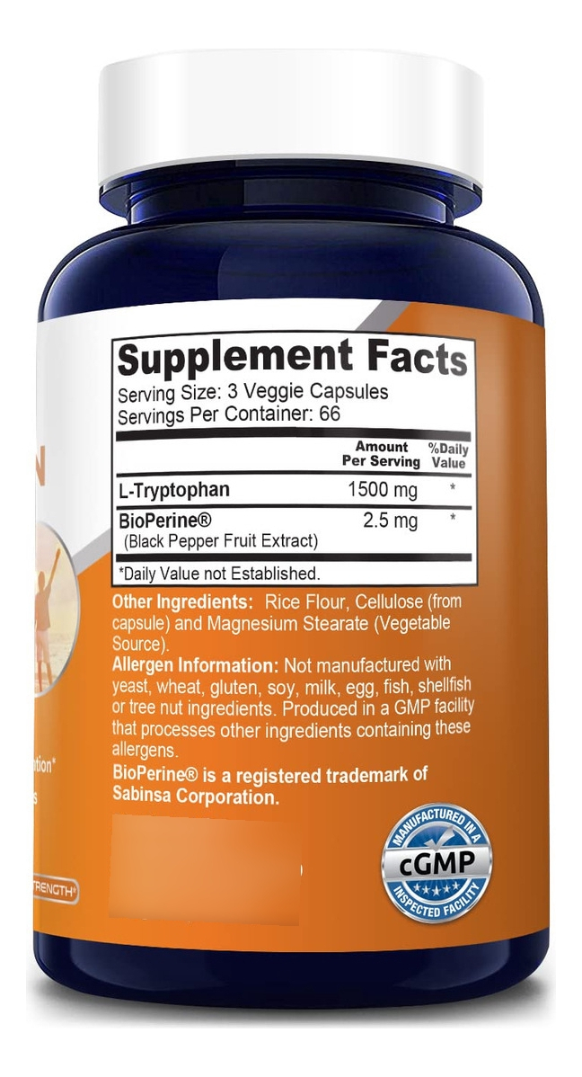 Salud y Equipamiento Médico - L-triptofano 1500mg Con Bioperine 200cap Nusapure 1
