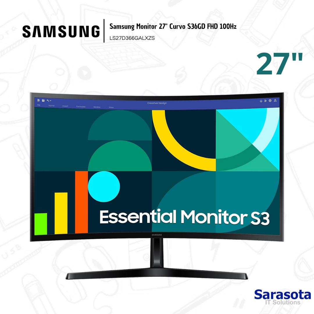 computadoras y laptops - Samsung Monitor 27" Curvo S36GD FHD 100Hz 0