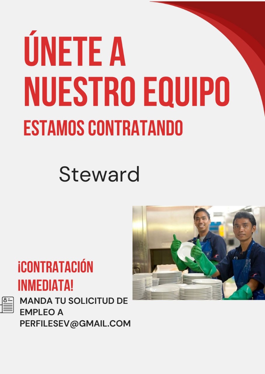 empleos disponibles - Se solicita steward para Bar Restaurante