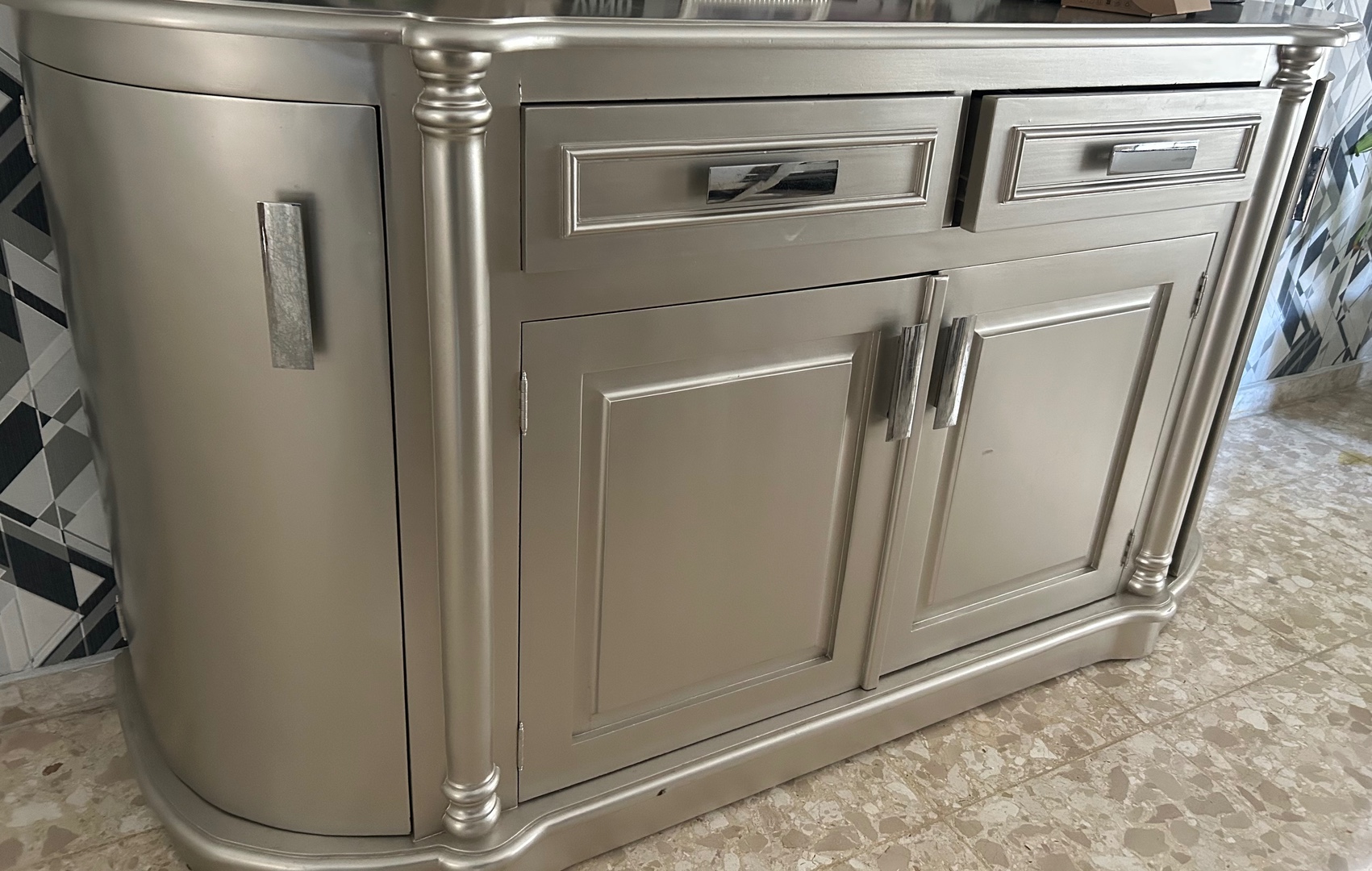 muebles y colchones - Se vende juego de comedor de caoba, tope de cristal y bufetera  2