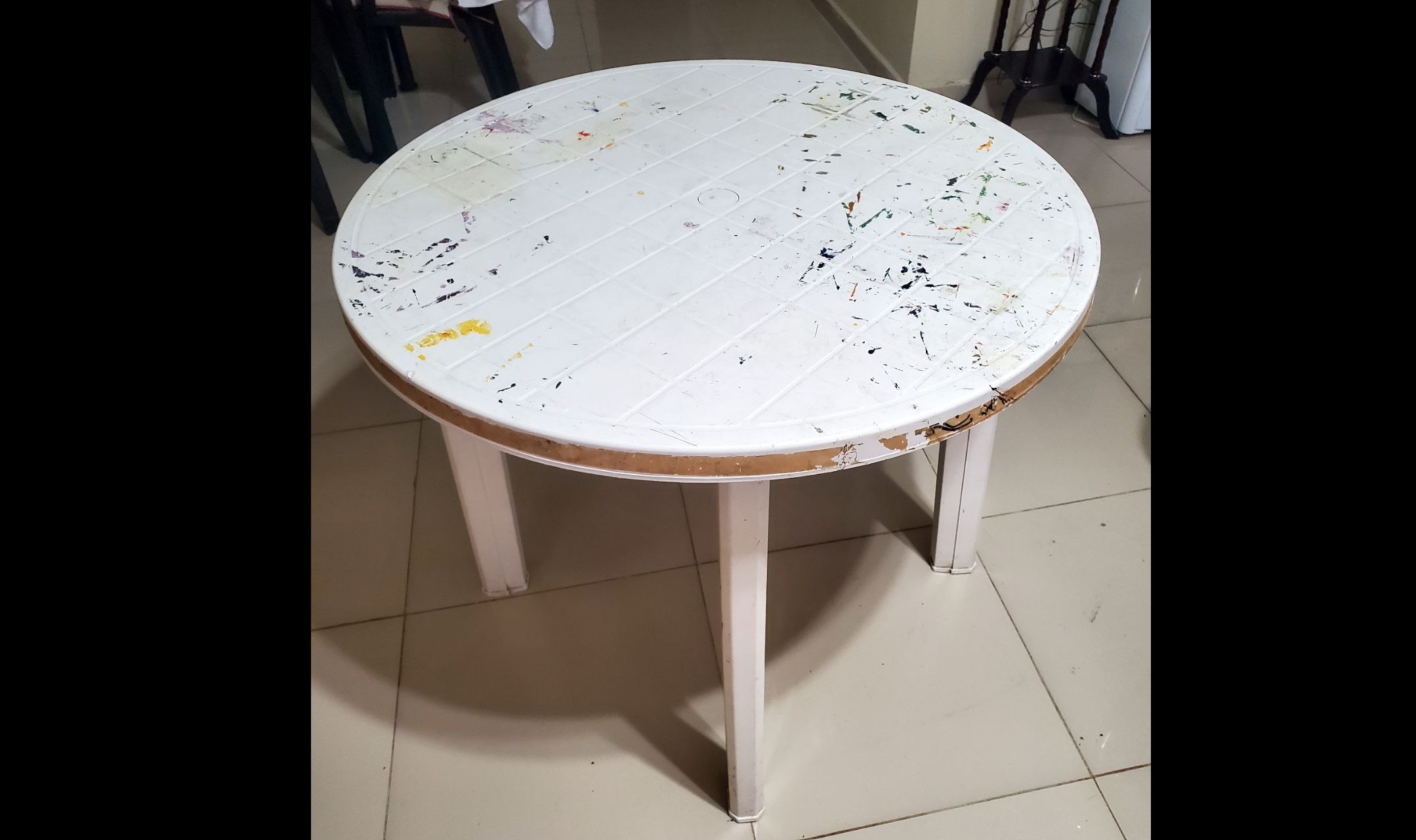 muebles y colchones - Mesa Redonda, Plástico, Desarmable. 60 pulgadas