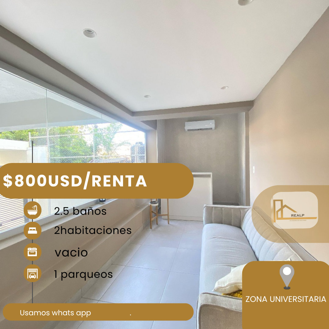 apartamentos - apartamento en alquiler zona universitaria  0
