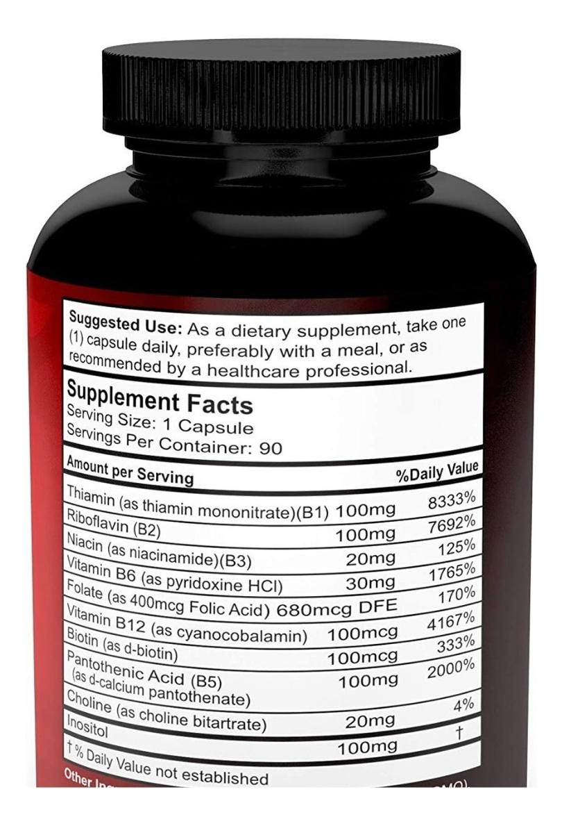 Salud y Equipamiento Médico - Complejo B 100mg 90cap Divine B - - Unidad A $2710 1