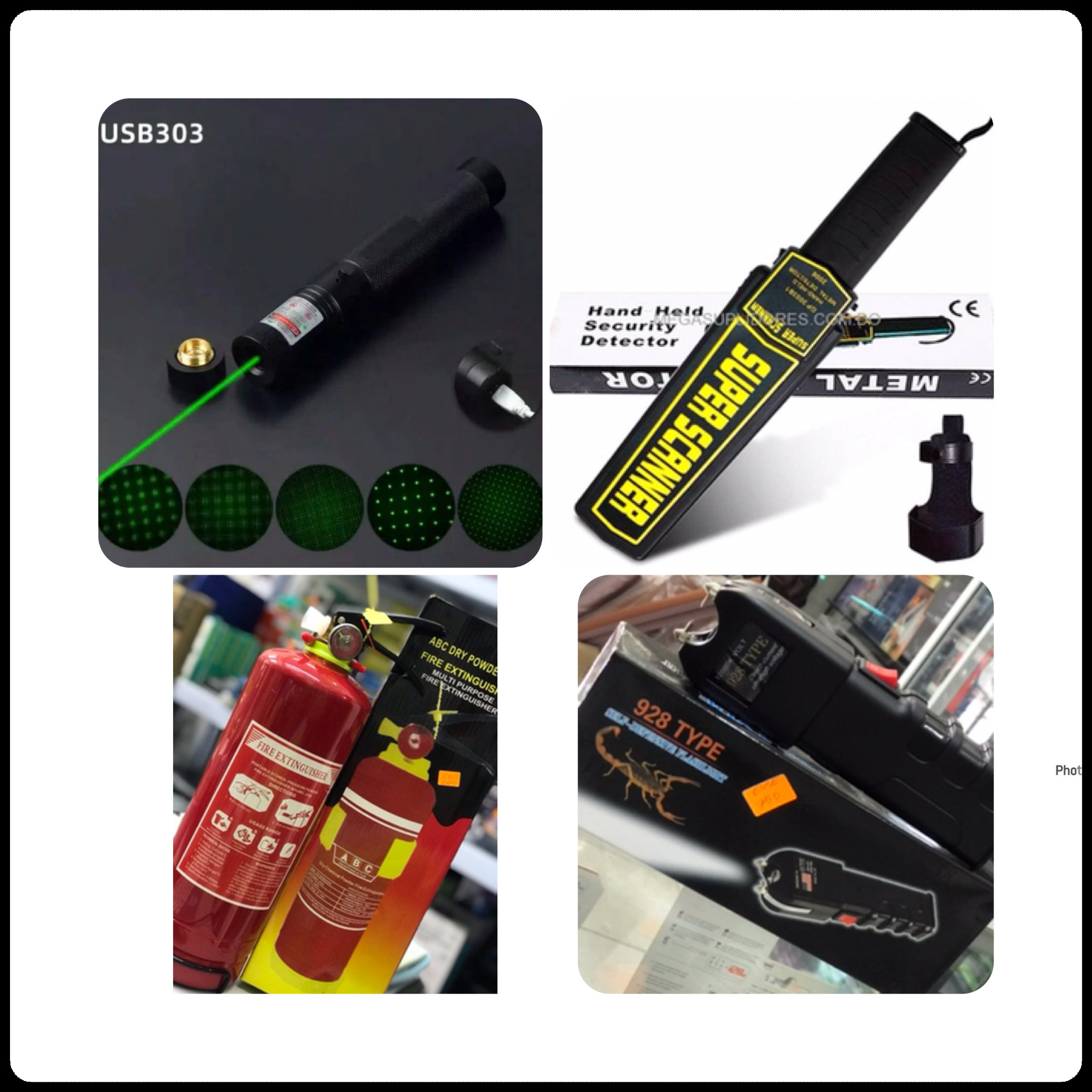 equipos profesionales - Combo extintor, detector de metal, puntero laser, Taser defensa personal  1