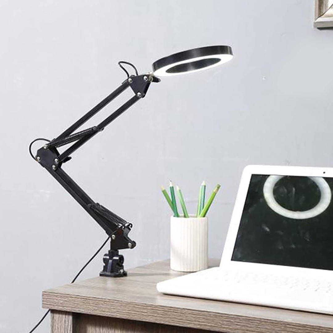 accesorios para electronica - Lámpara de escritorio con base y clip, regulable flexible de bajo consumo 3