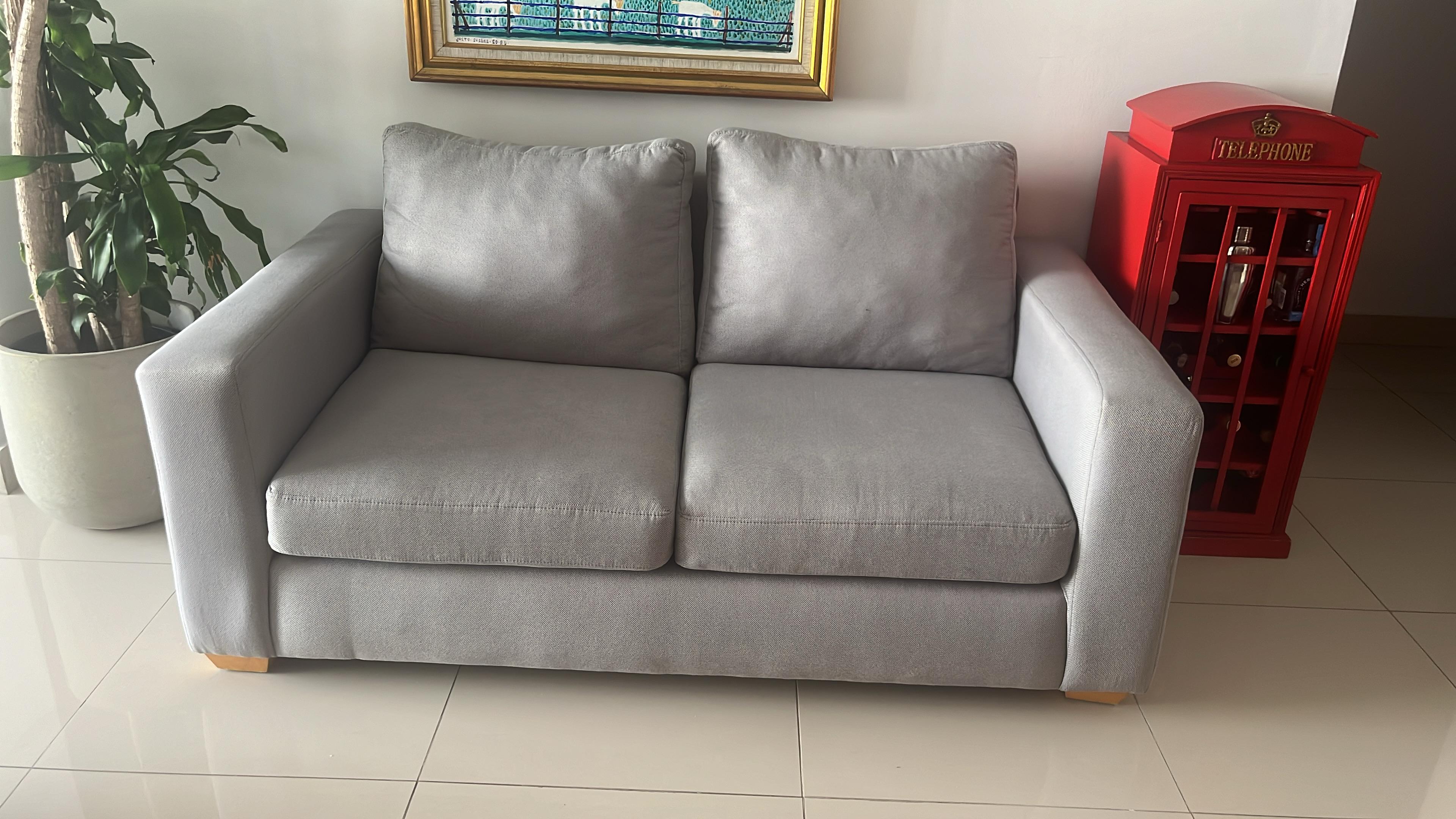 muebles y colchones - Sofá para dos personas. Tela. Gris