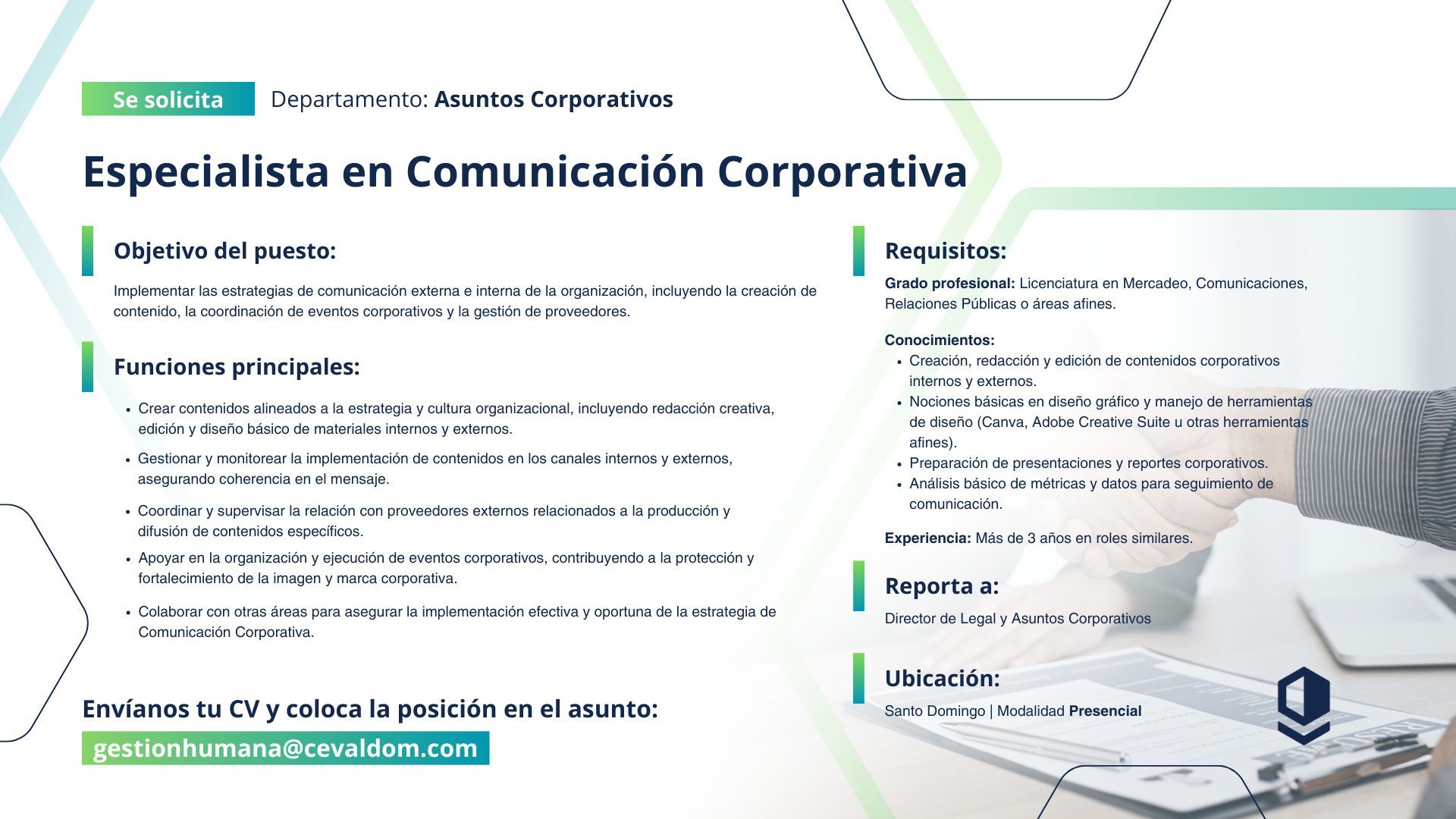 empleos disponibles - Especialista de Comunicacon Corporativa