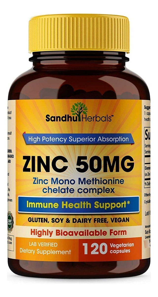 Salud y Equipamiento Médico - Zinc 120cap 50 Mg Sandhuherbals 0