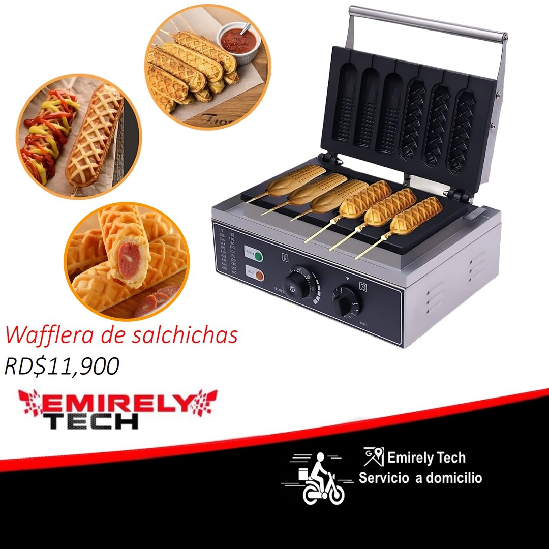 equipos profesionales - Waflera tostadora de salchichas gofre hotdog banderilla hot dog 0