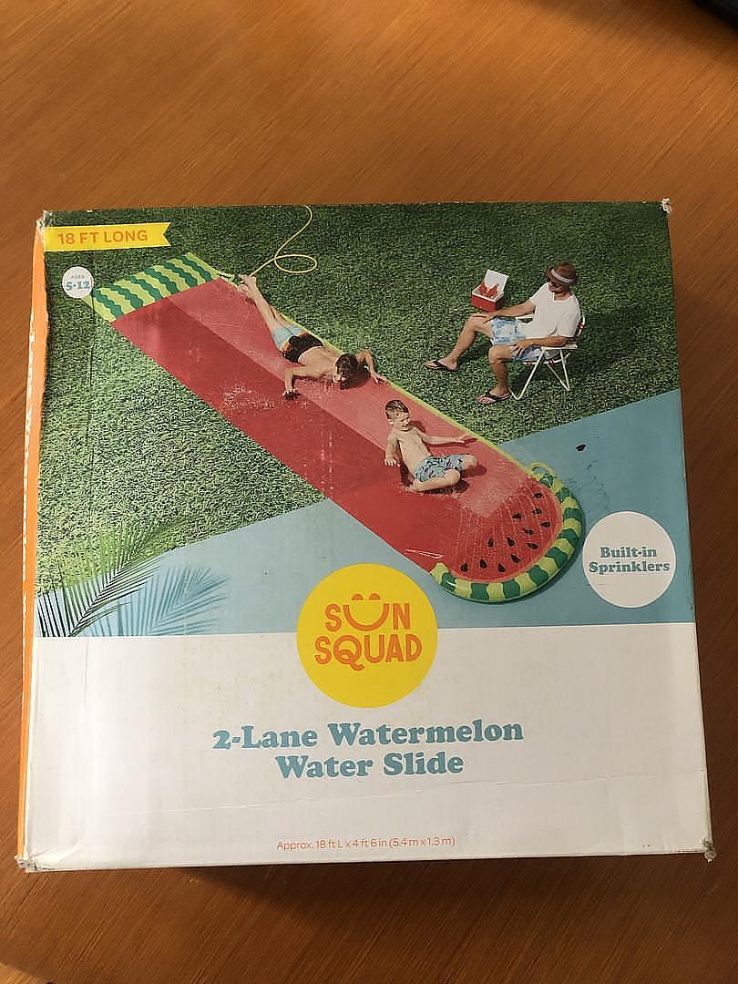 juguetes - Tobogán de Sandía de dos carriles - Inflable - Nuevo en su caja - 18 pies  0