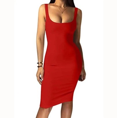 ropa para mujer - Sexy vestido sin mangas, ajustable en color rojo. 2