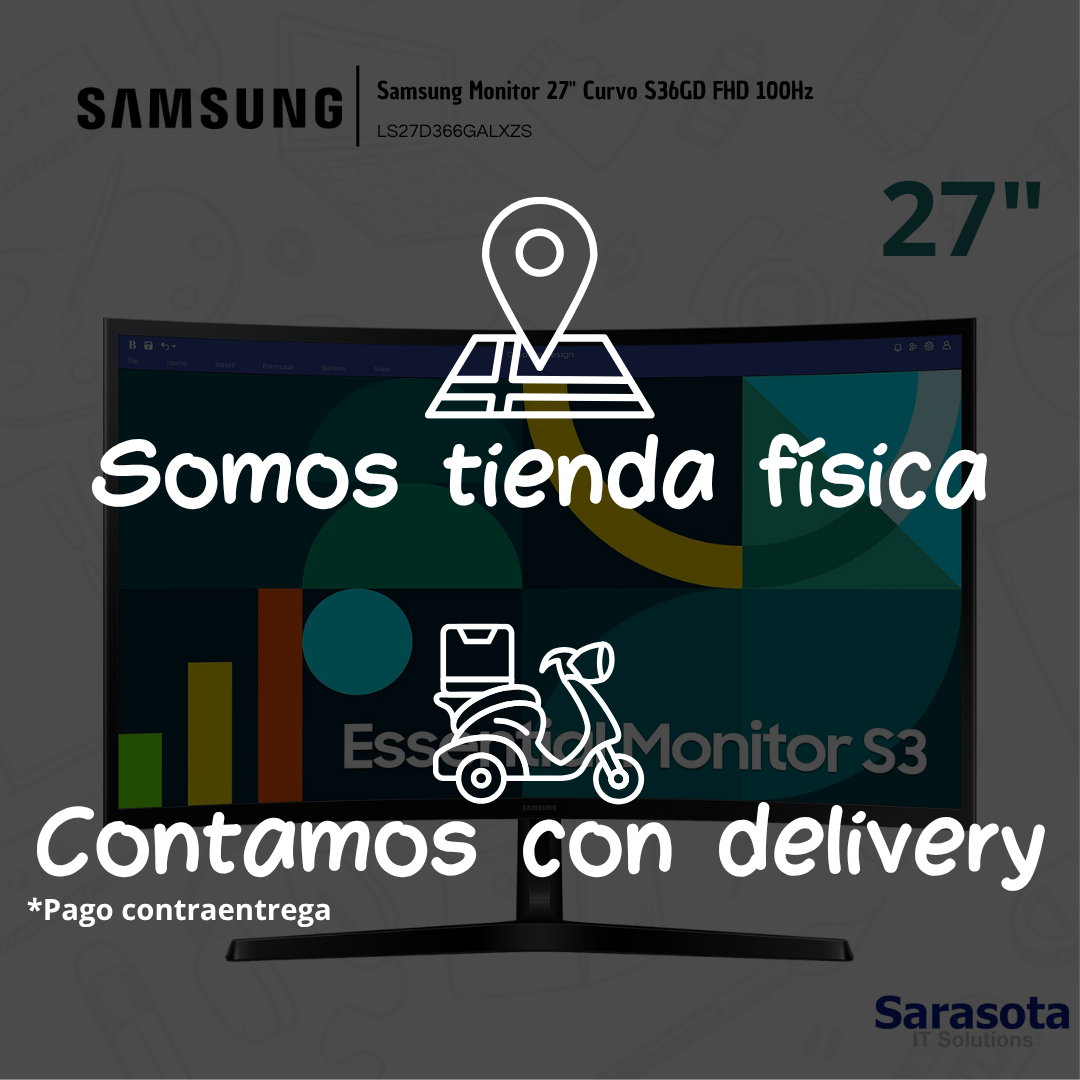 computadoras y laptops - Samsung Monitor 27" Curvo S36GD FHD 100Hz 2