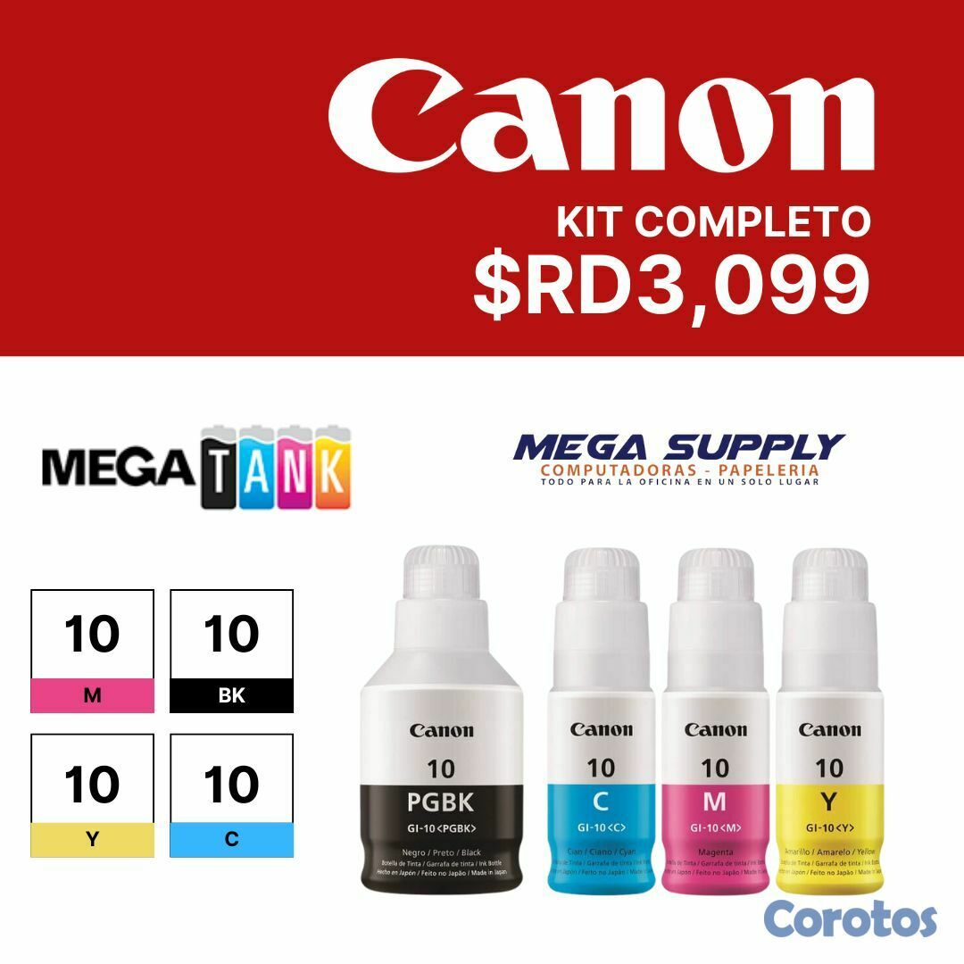 impresoras y scanners - KIT DE 4  BOTELLAS  DE TINTA CANON GI-10