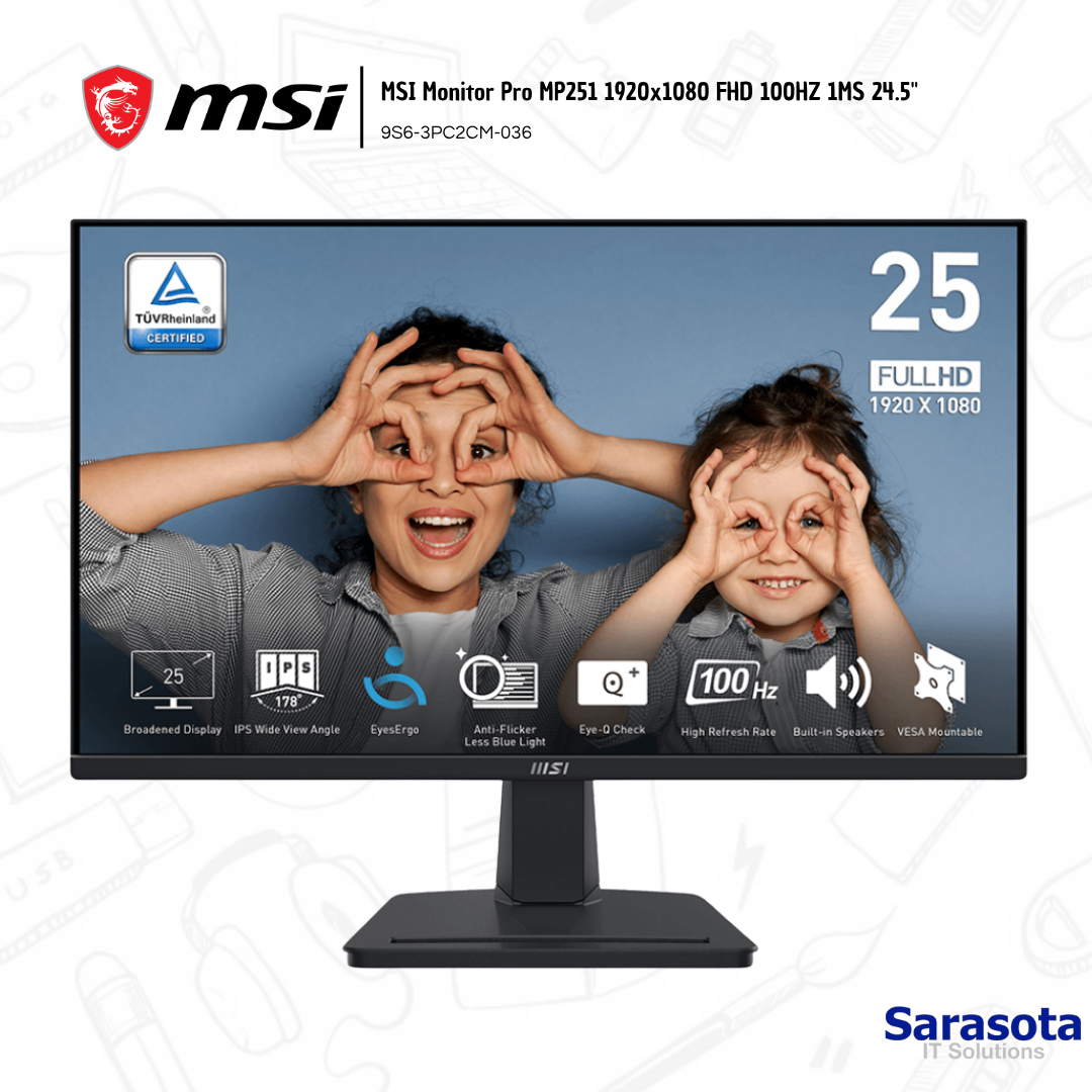 computadoras y laptops - MSI Monitor Pro MP251 1920x1080 FHD 100HZ 1MS 24.5