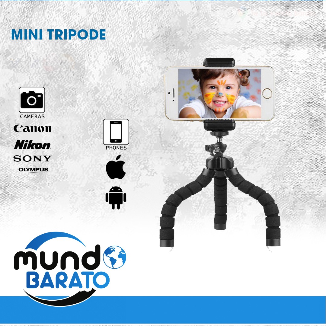 accesorios para electronica - TRÍPODE MINI FLEXIBLE UNIVERSAL PARA CELULARES, AJUSTABLE, ROTACIÓN 360 GRADO 2
