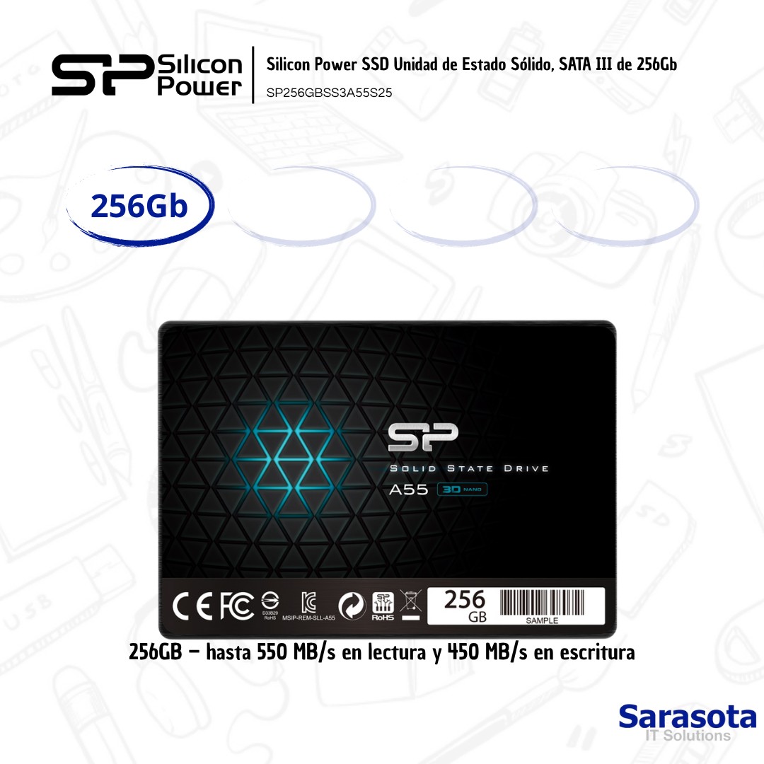 accesorios para electronica -  SSD 256Gb Disco Estado Sólido marca Silicon Power 1
