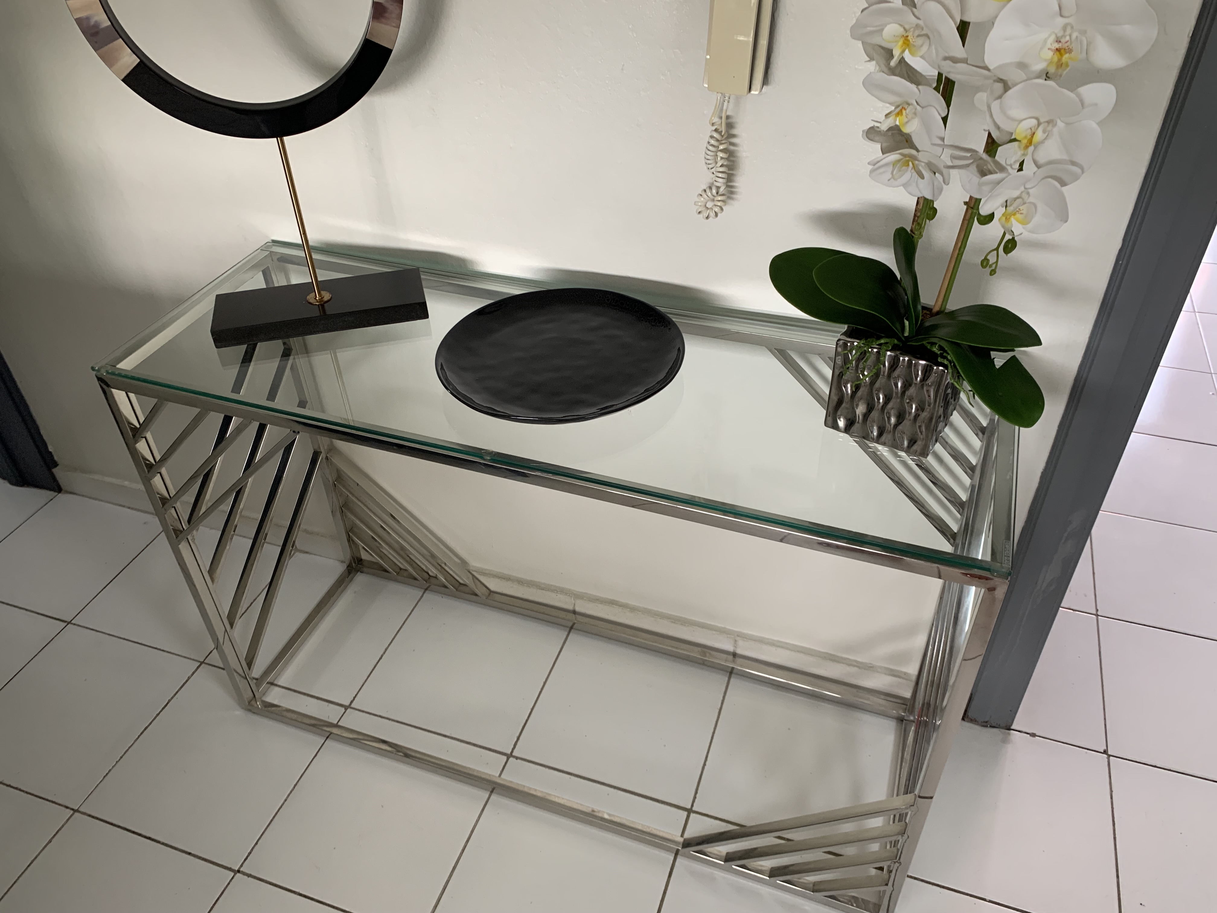 muebles y colchones - Repisa en metal y tope de cristal.  2