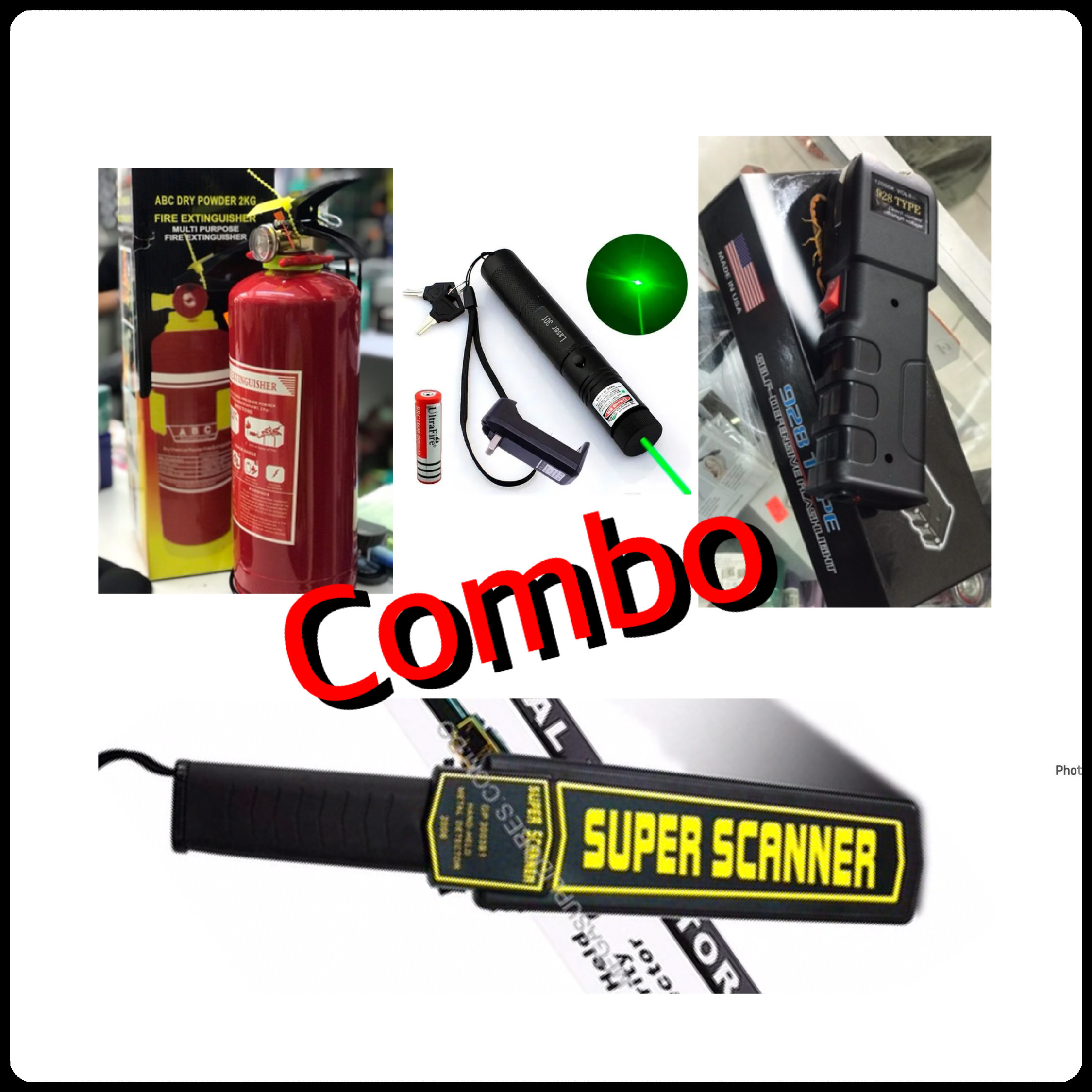 equipos profesionales - Combo extintor, detector de metal, puntero laser, Taser defensa personal  0