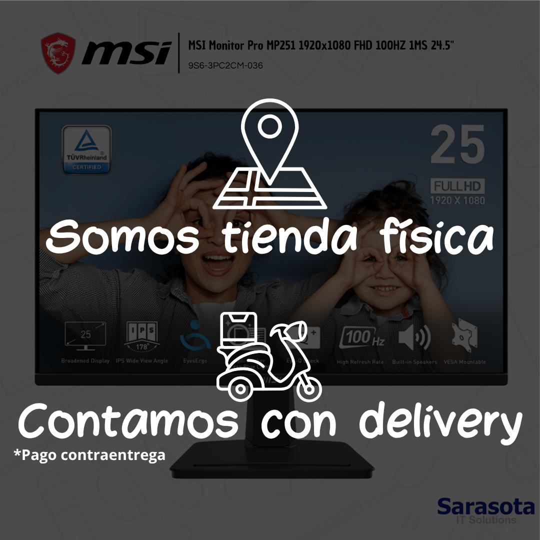 computadoras y laptops - MSI Monitor Pro MP251 1920x1080 FHD 100HZ 1MS 24.5 1