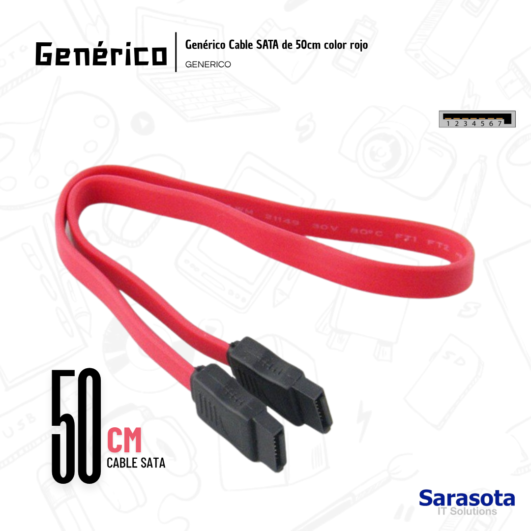 accesorios para electronica - Genérico Cable SATA de 50cm color rojo 1